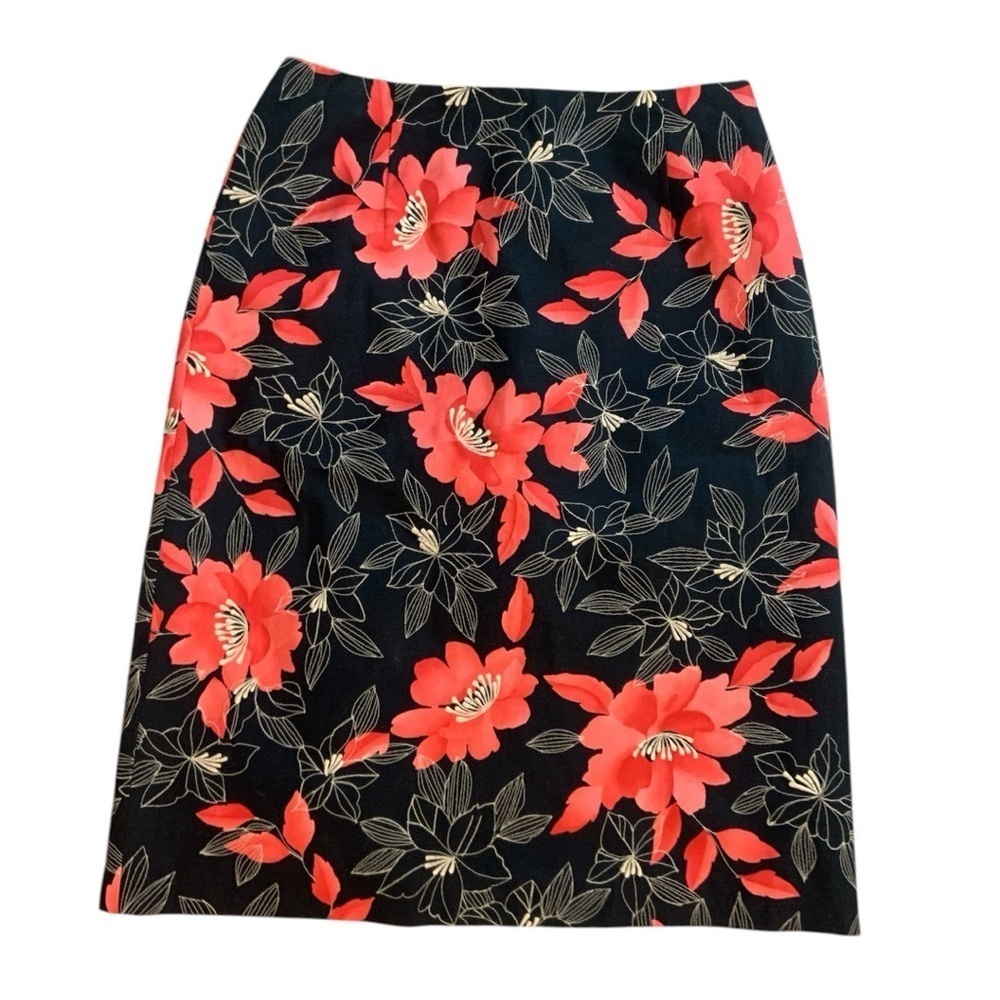 Talbots Embroidered Pink Floral Pencil Skirt